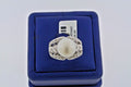 18k White Gold 12mm Pearl & 0.50 CT Diamond Ladies Ring, 10gm, Size 7, S103949