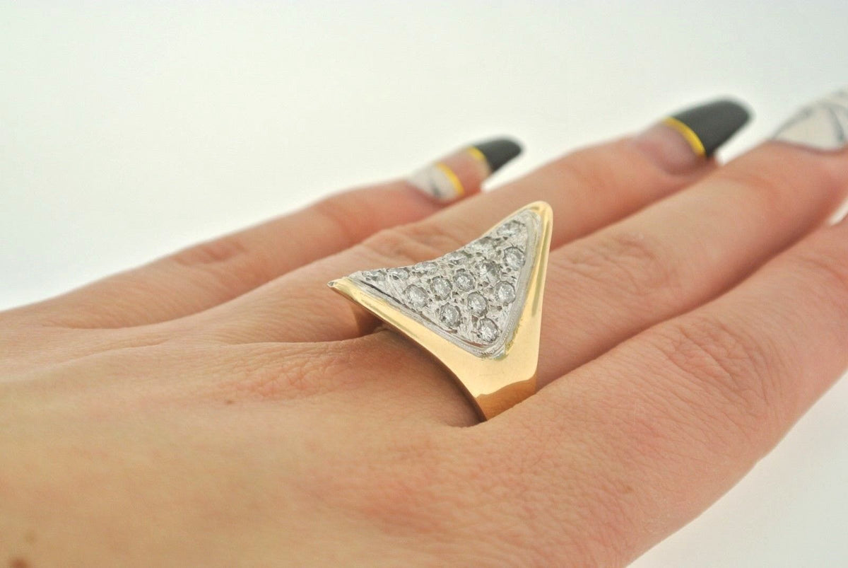 14kt Yellow Gold 1.50CT Diamond Cluster Pyramid Ladies Ring,11.9gm,S102362