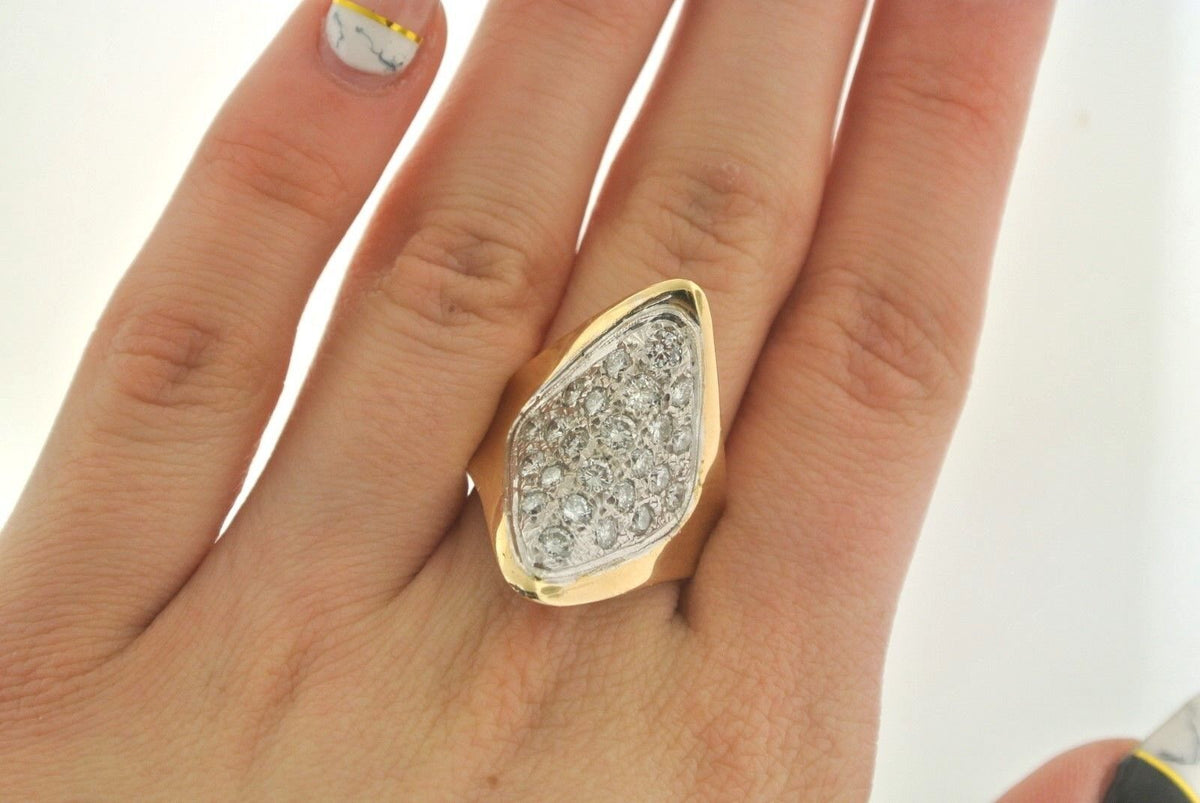 14kt Yellow Gold 1.50CT Diamond Cluster Pyramid Ladies Ring,11.9gm,S102362