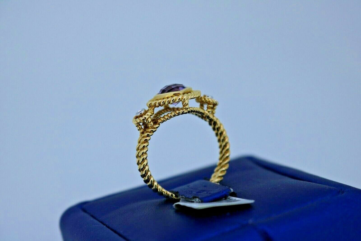 14k Yellow Gold 1.00 CT Amethyst & Diamond Ladies Ring, 4.5gm, Size 7.25, S12766