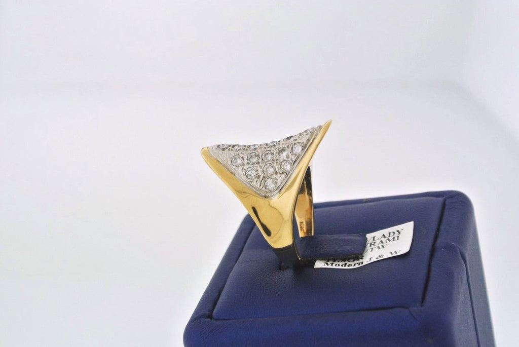 14kt Yellow Gold 1.50CT Diamond Cluster Pyramid Ladies Ring,11.9gm,S102362