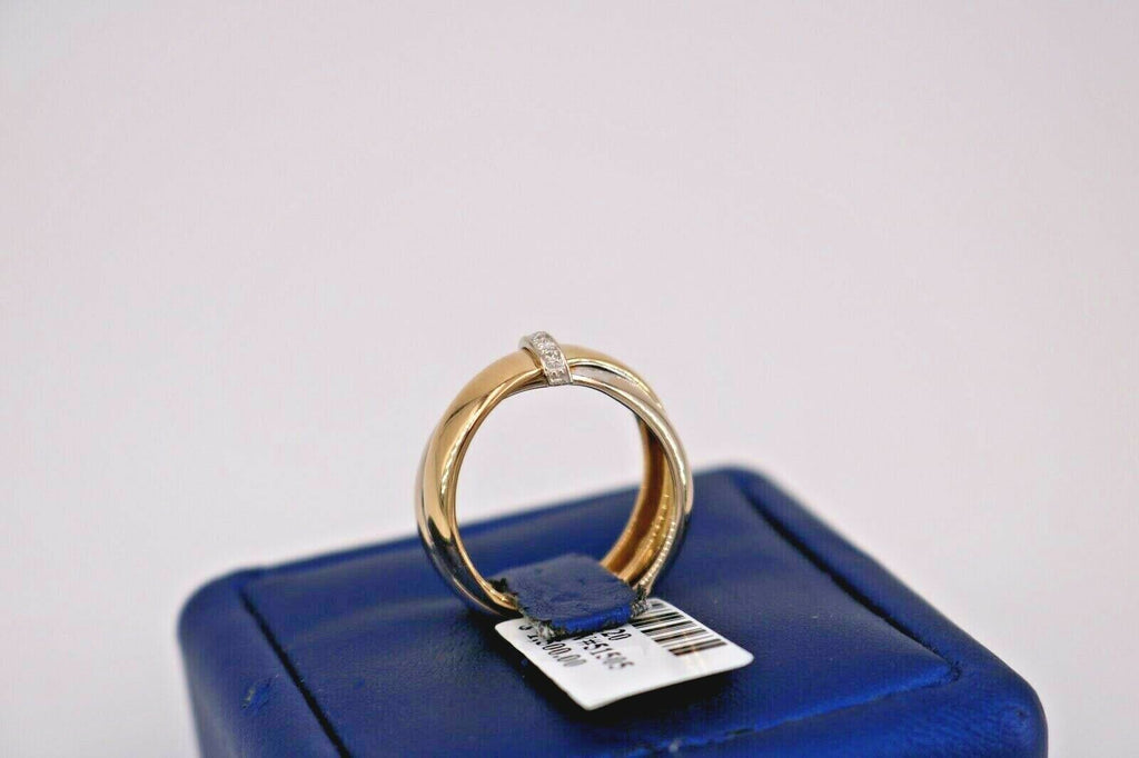 Milor 18k Two Tone Gold Ladies 0.10 Diamond Ring, 3.2gm, Size 6, S105220