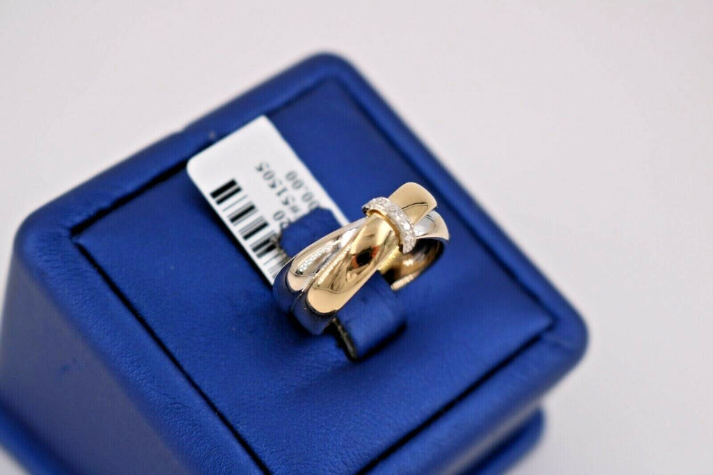 Milor 18k Two Tone Gold Ladies 0.10 Diamond Ring, 3.2gm, Size 6, S105220