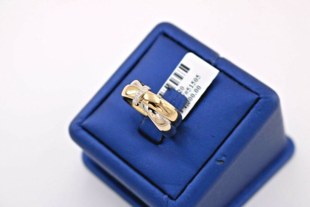 Milor 18k Two Tone Gold Ladies 0.10 Diamond Ring, 3.2gm, Size 6, S105220