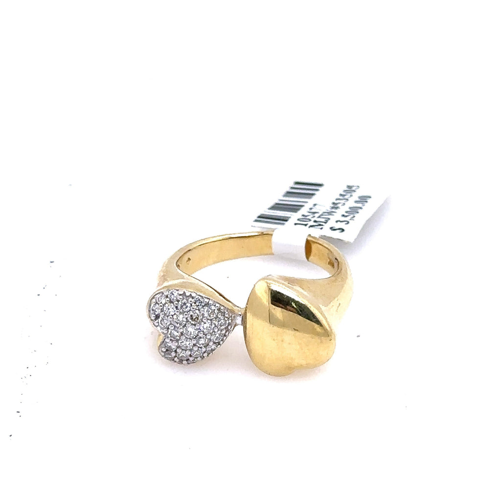 14k Yellow Gold 0.25CT Diamond Ladies Heart Cluster Ring 7.8gm Size 7 S105477