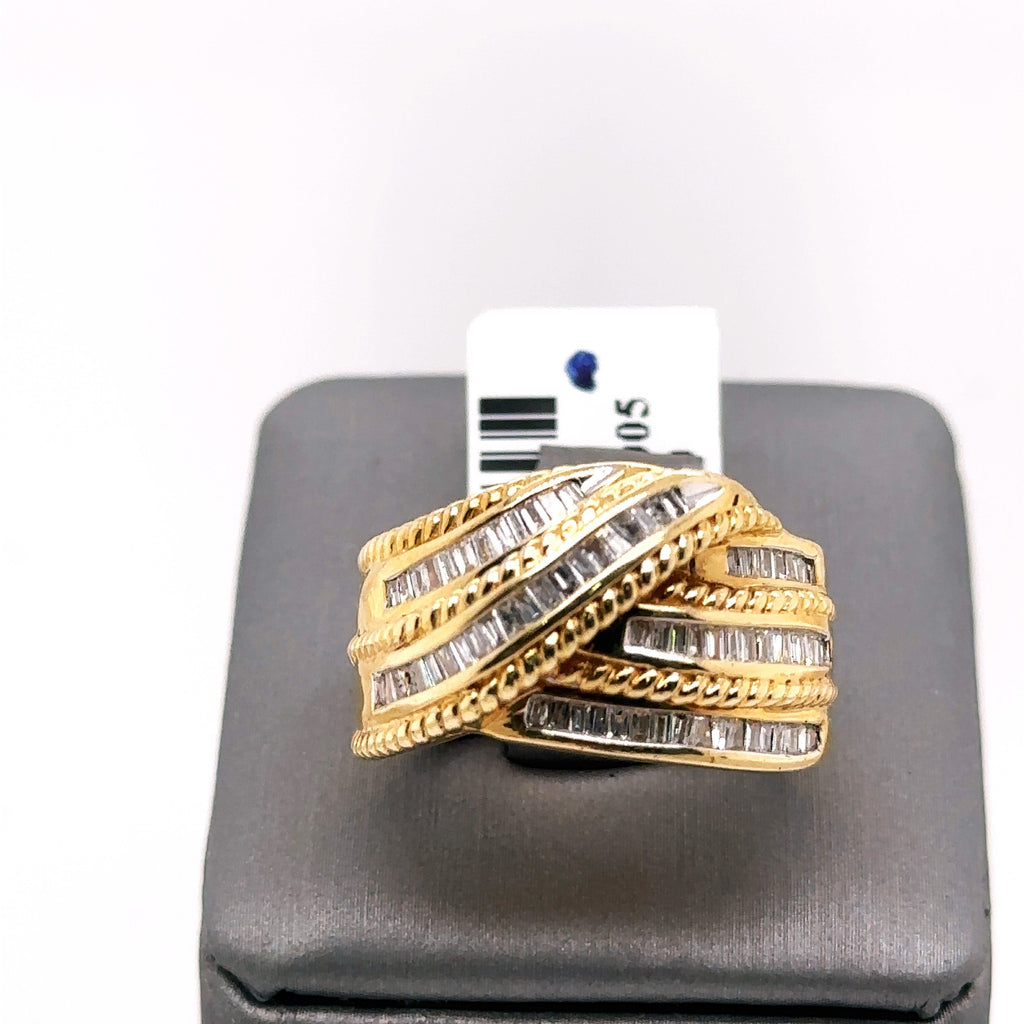 14k Yellow Gold 1.00CT Ladies Baguette Diamond Ring, 9.0gm, Size 8, S105125