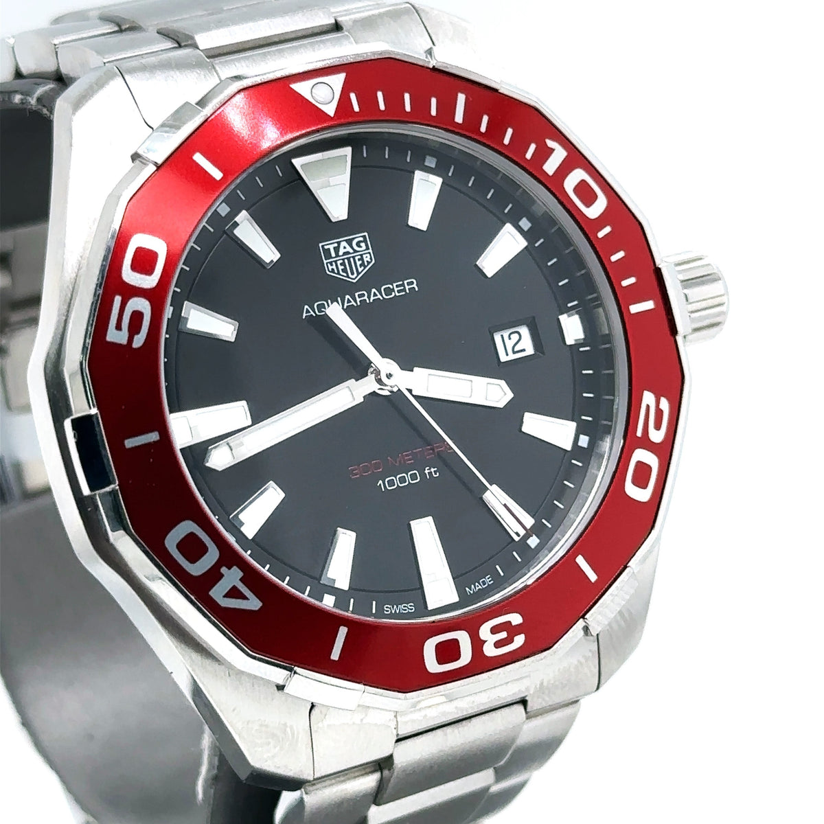 TAG HEUER AQUARACER Quartz Watch, 43 mm, Steel WAY101B.BA0746- Pre Owned