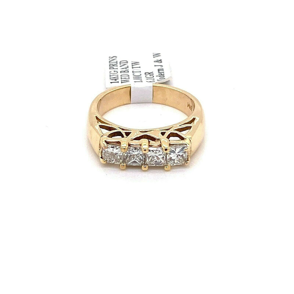 14k Yellow Gold 1.00 CT Princess Cut Diamond Band, 6.1gm, Size 6.75, S105277