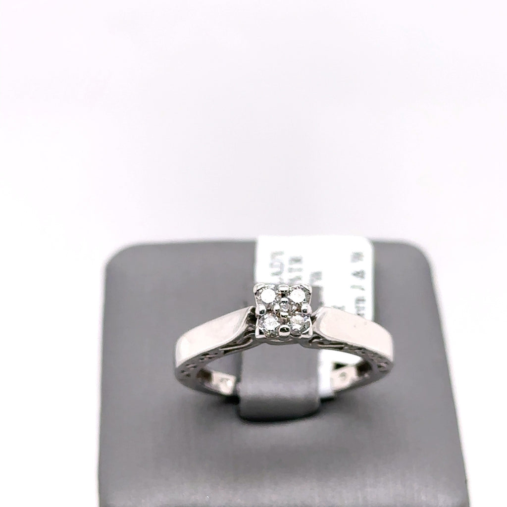 14k White Gold 0.25 Diamond Cluster Engagement Ring, 3.0g, Size 6.75, S102168