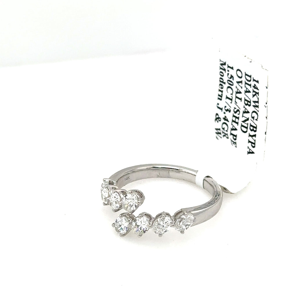 14k White Gold 1.50CT Diamond Ladies bypass Band, 3.4G, Size 7 S107409