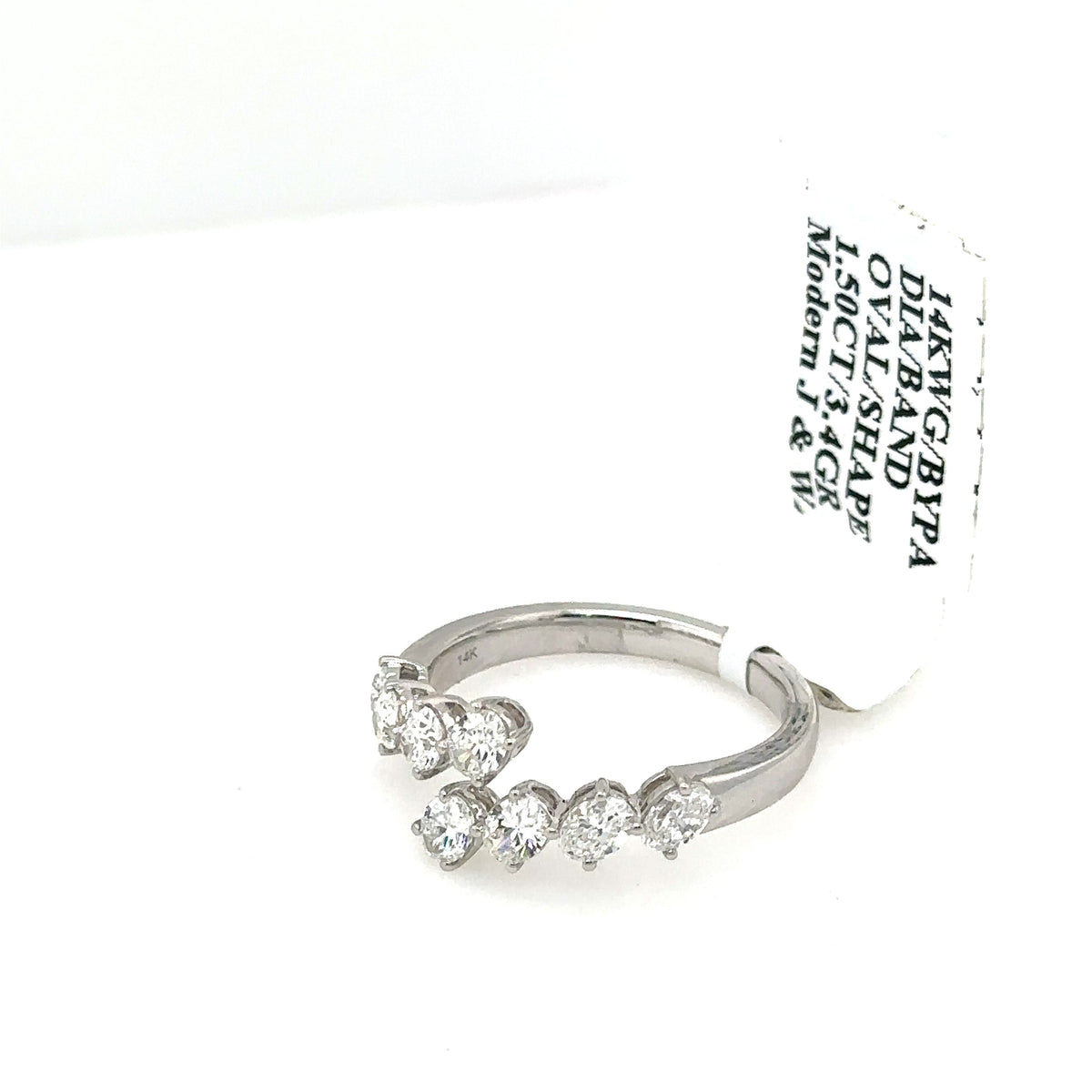 14k White Gold 1.50CT Diamond Ladies bypass Band, 3.4G, Size 7 S107409