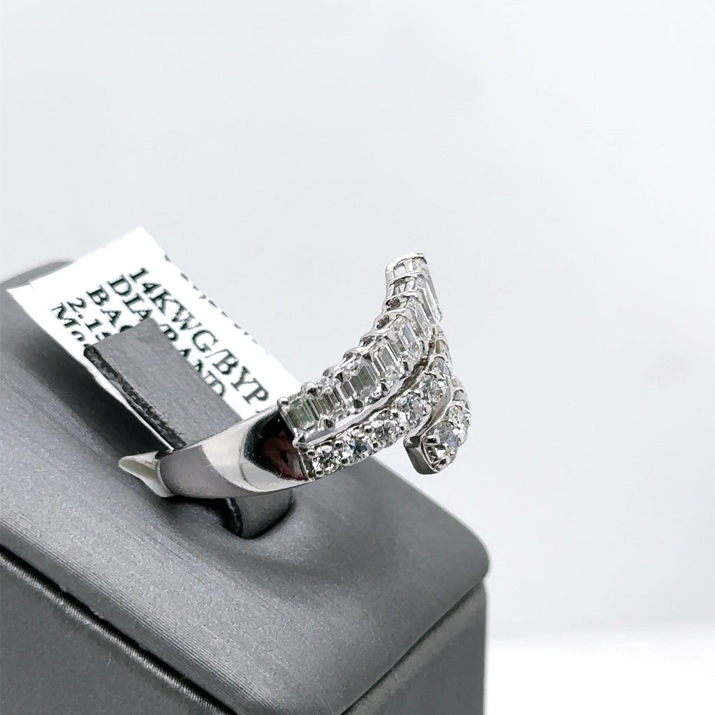 14k White Gold 2.15CT Diamond Ladies Bypass Band, 5.8G, Size 7, S107407