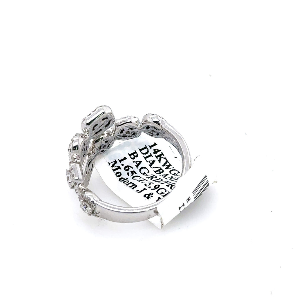 14k White Gold 1.65CT Diamond Ladies Bypass Band, 5.9G, Size 7.25, S107406