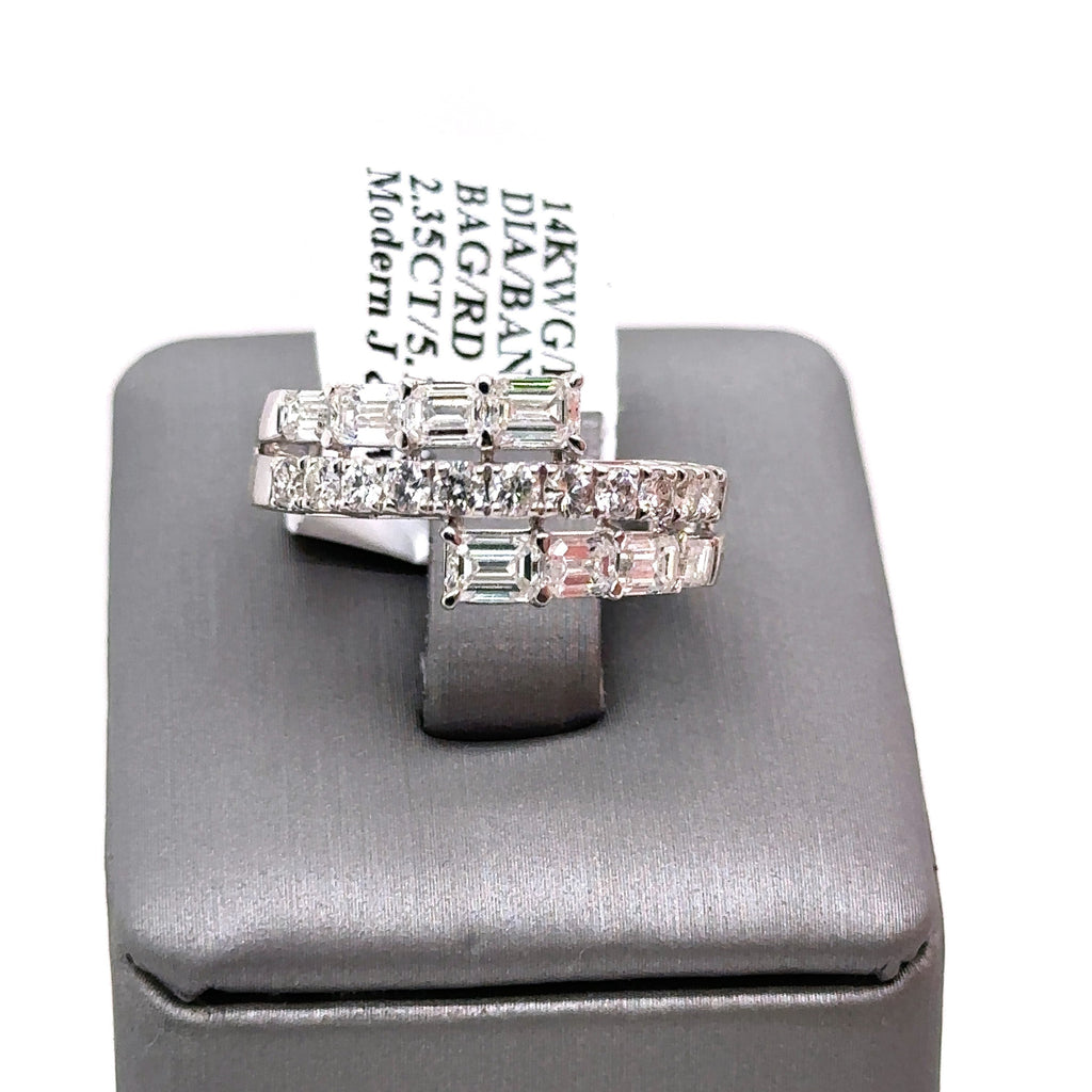14k White Gold 2.35CT Diamond Ladies Bypass Band, 5.1G, Size 7, S107408