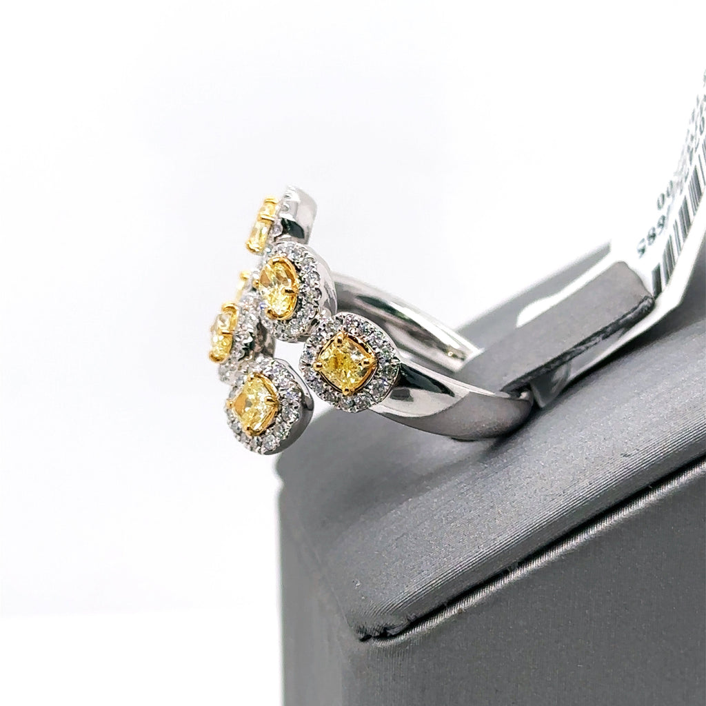 14k White Gold 2.00Ct Cushion & Oval Cut Diamond Ladies Ring, 7.4g, Size 7, S107472