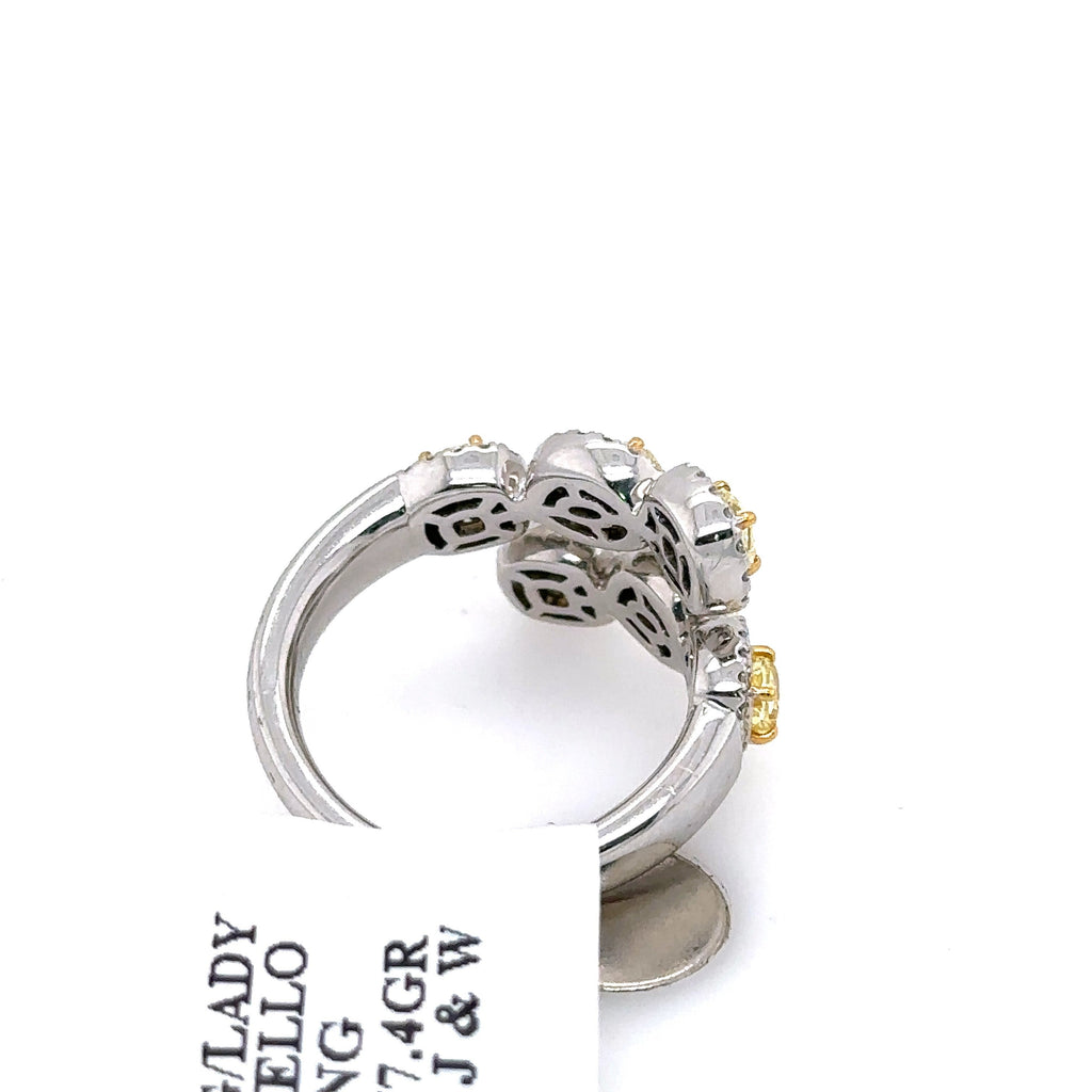 14k White Gold 2.00Ct Cushion & Oval Cut Diamond Ladies Ring, 7.4g, Size 7, S107472