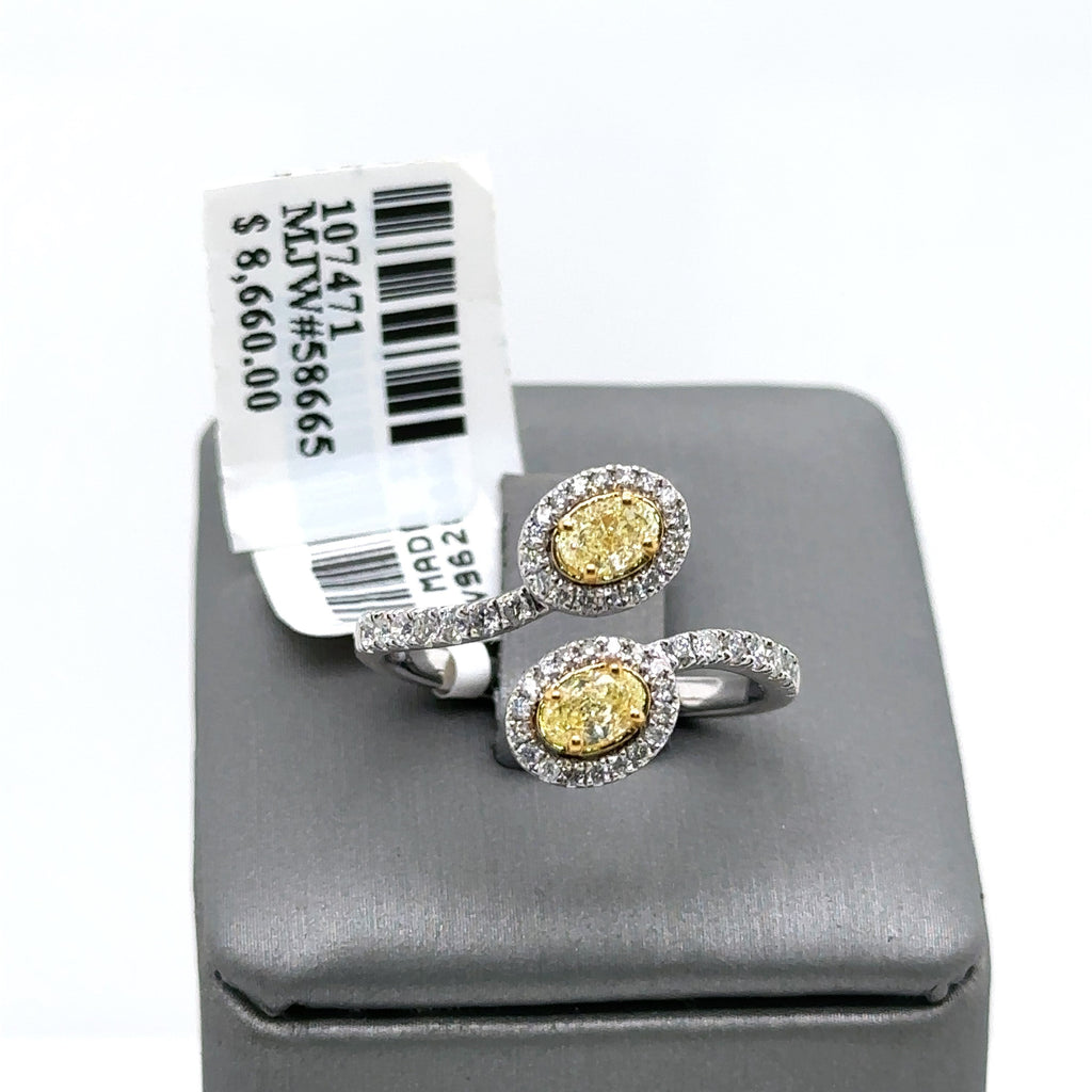 14k White Gold 1.00CT Diamond Ladies bypass Ring, 3.4G, Size 7.25  S107471
