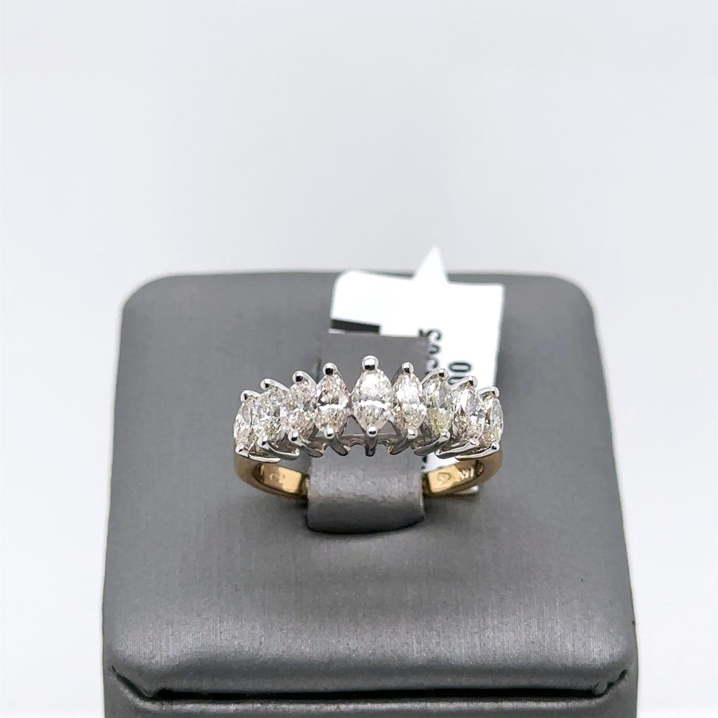 14k Two Tone Gold 1.00 CT Marquise Diamond Ladies Ring, 2.9gm, Size 5, S107492