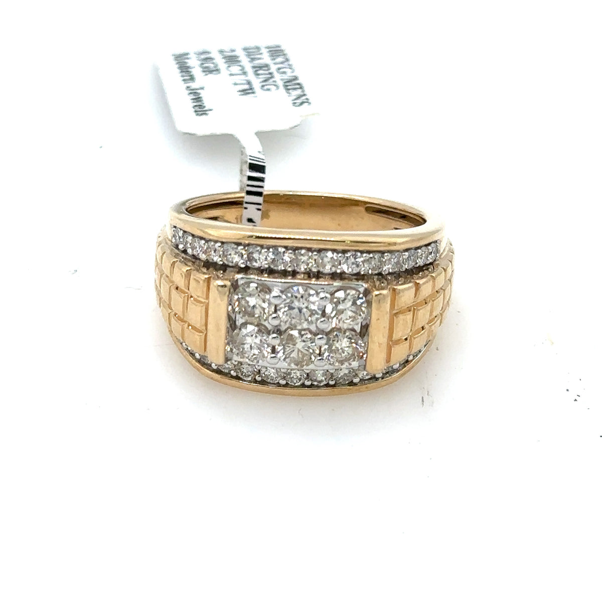 10k Yellow Gold 2.00 CT Diamond Men's Wedding Ring, 9.9g, Size 9.75