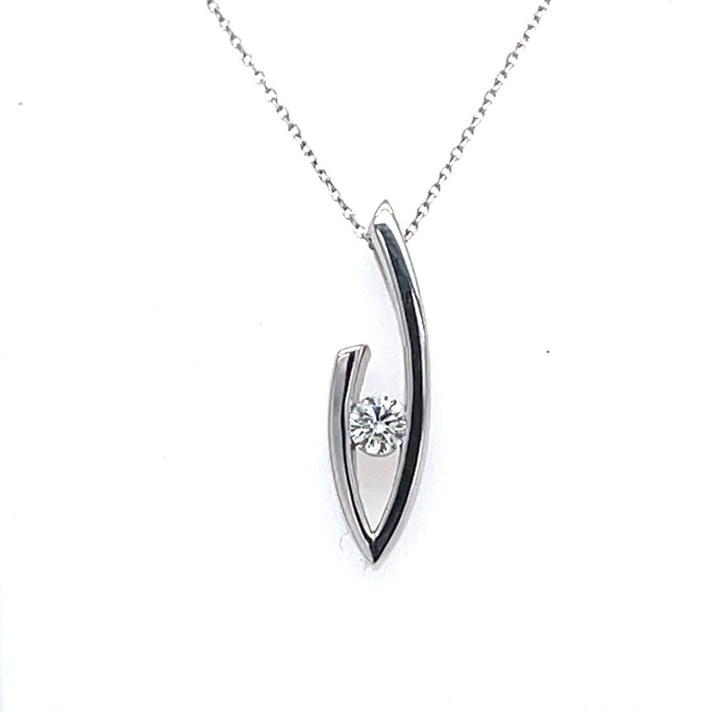 14k White Gold 0.30 CT Diamond Pendant Necklace, 4.8gm, S107316