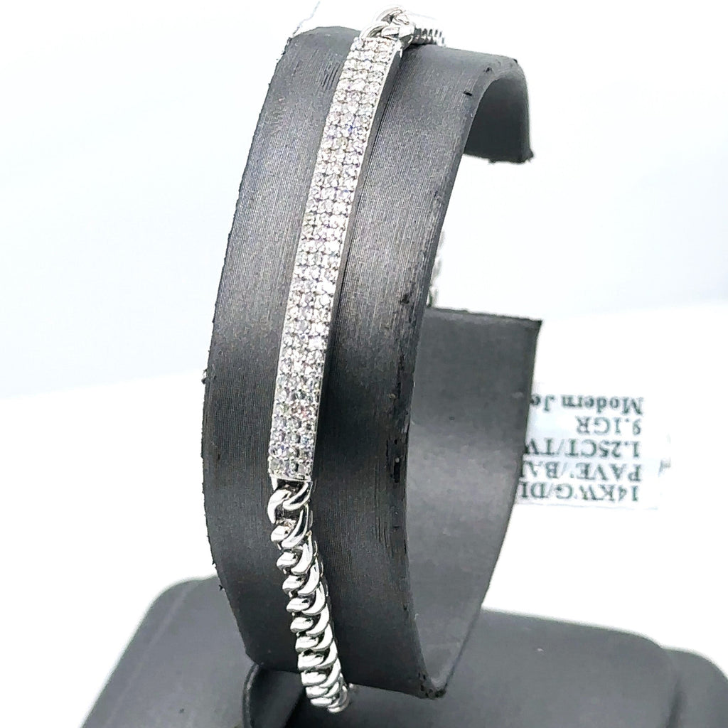 14k White Gold 1.25 CT Pave Diamond Bracelet, 7", 9.1g, S14912