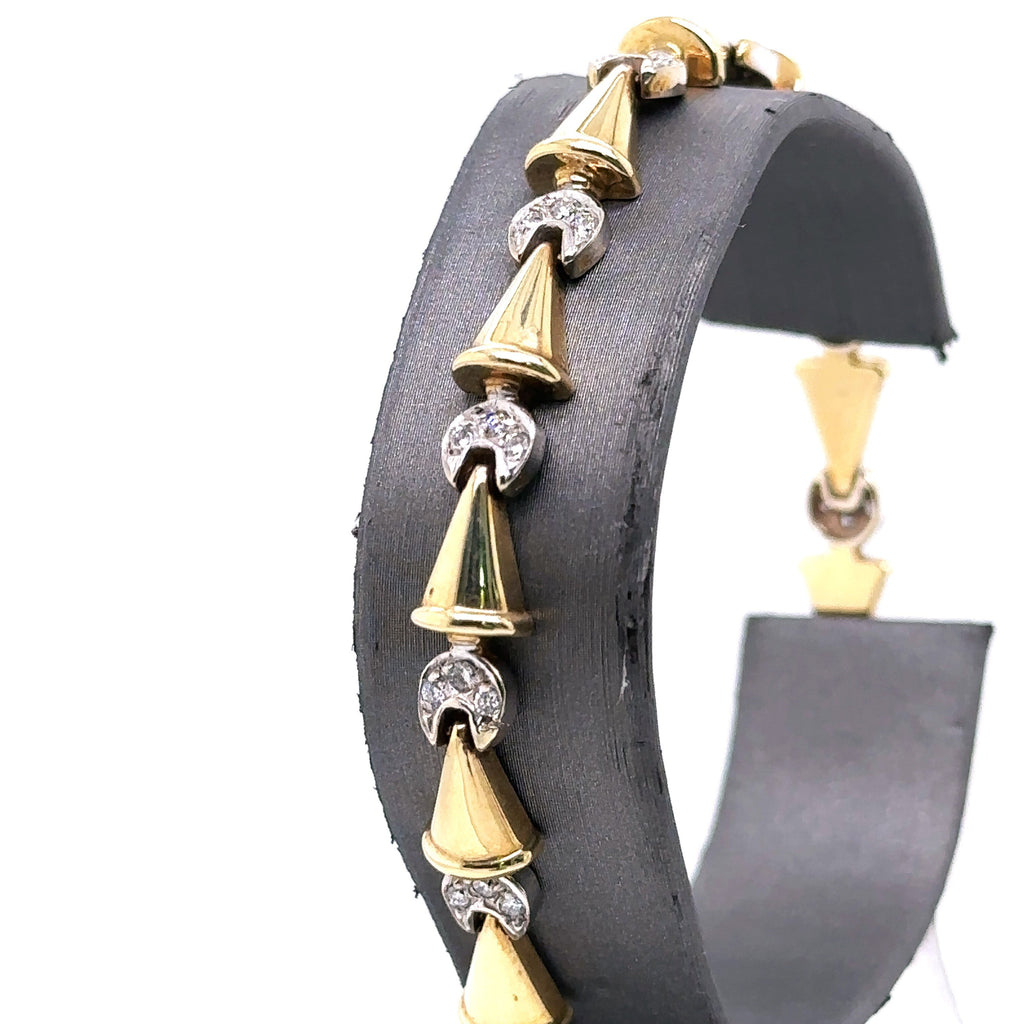 14k Two Tone Gold 1.00 CT Ladies Diamond Bracelet, 12.3gm, 7.5", S102823