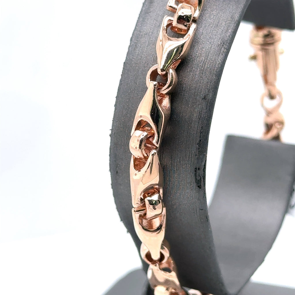 14k Rose Gold Men's Fancy Bracelet, 27.2gm, 8.5mm, 8.5", S107517