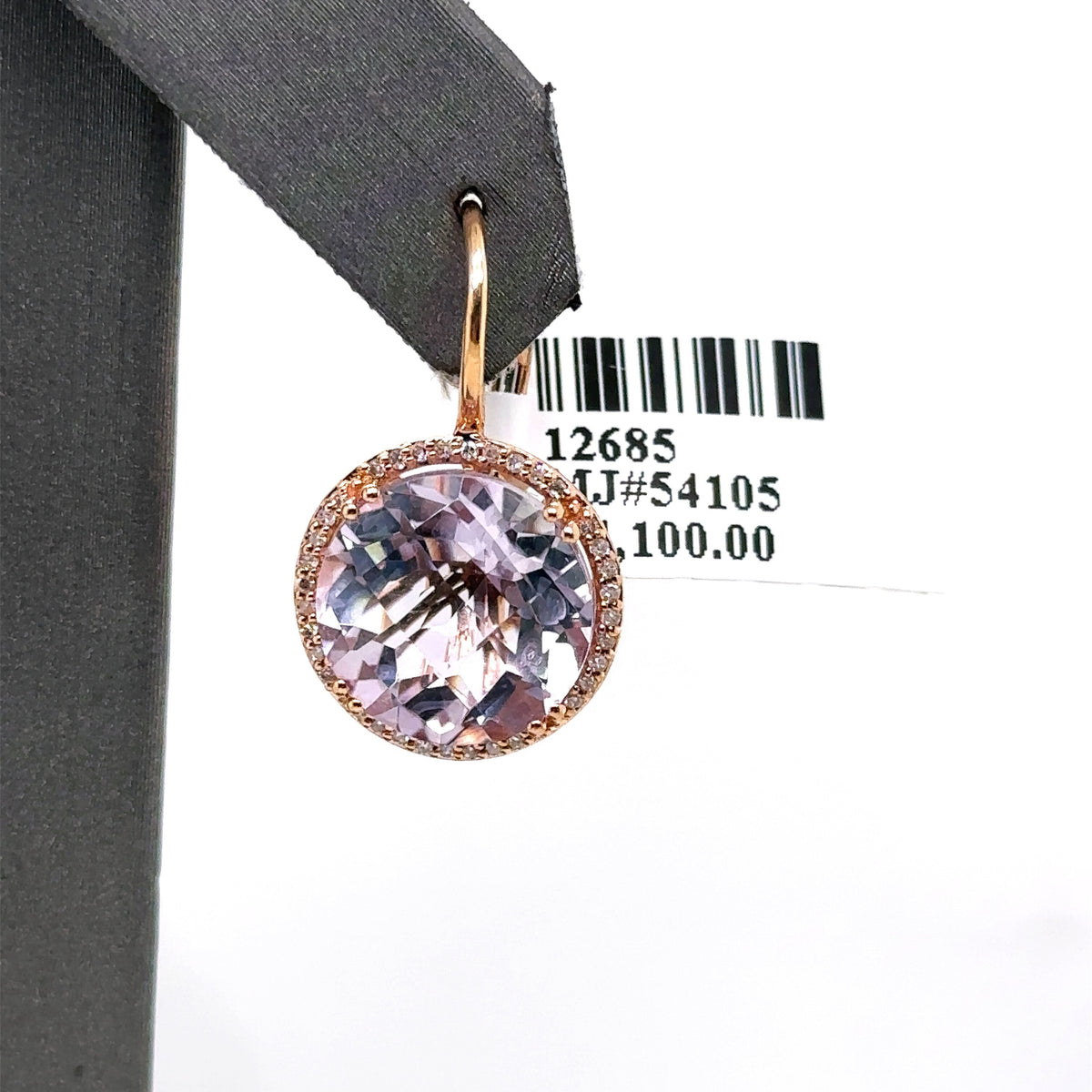 14k Rose Gold 15.00 CT Purple Amethyst & Diamond Earrings, 7gm, S12685