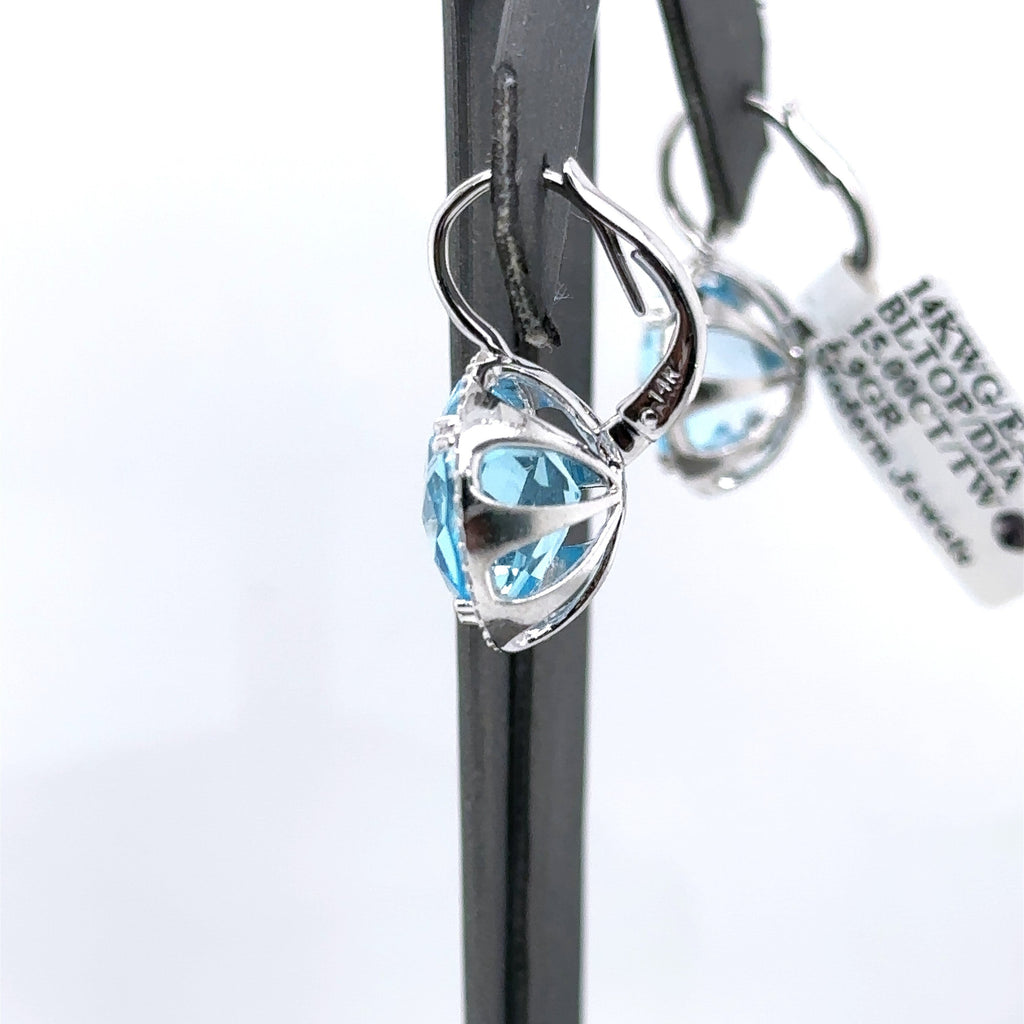 14k White Gold 15.00 CT Purple Amethyst & Diamond Earrings, 6.9gm, S12680