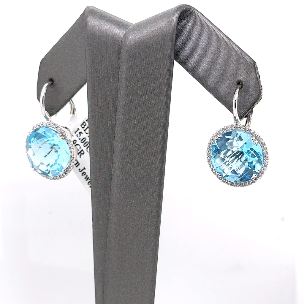 14k White Gold 15.00 CT Purple Amethyst & Diamond Earrings, 6.9gm, S12680