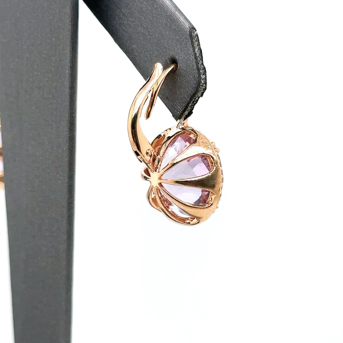 14k Rose Gold 15.00 CT Purple Amethyst & Diamond Earrings, 7gm, S12685