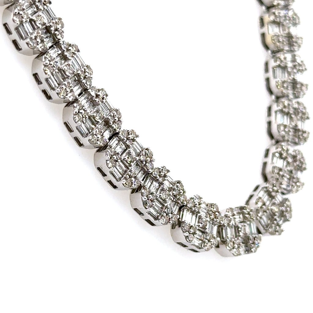 14k White Gold 22.50 CT Diamond Mens Tennis Necklace, 65.4g, 20", S107504
