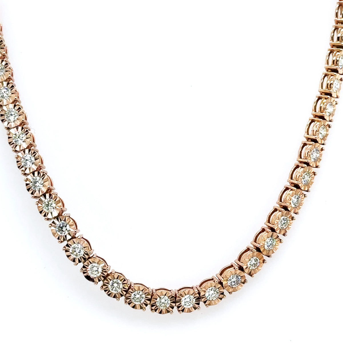 14k Rose Gold 8.00CT Diamond Tennis Necklace, 20", 31.2G S107475