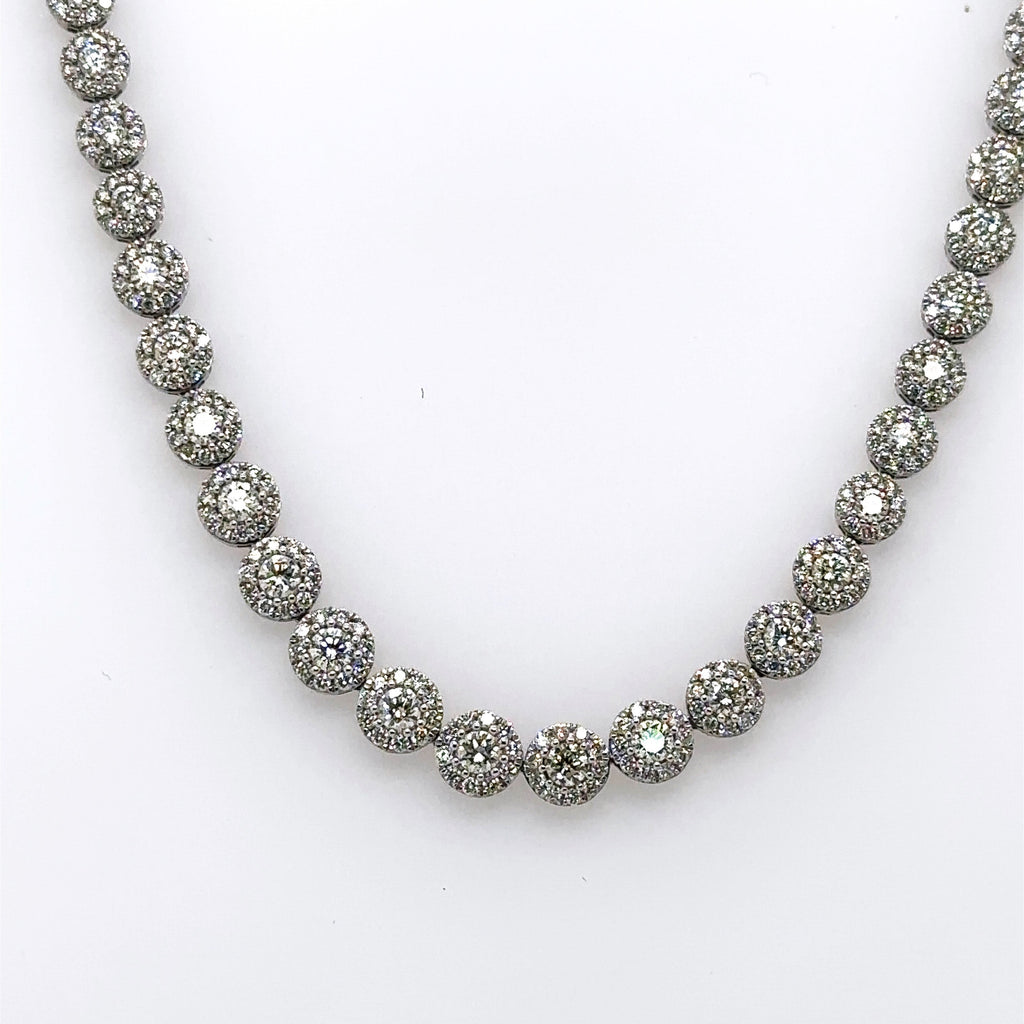 14k White Gold 7.50 CT Diamond Tennis Necklace, 21.4g, 16", S106771