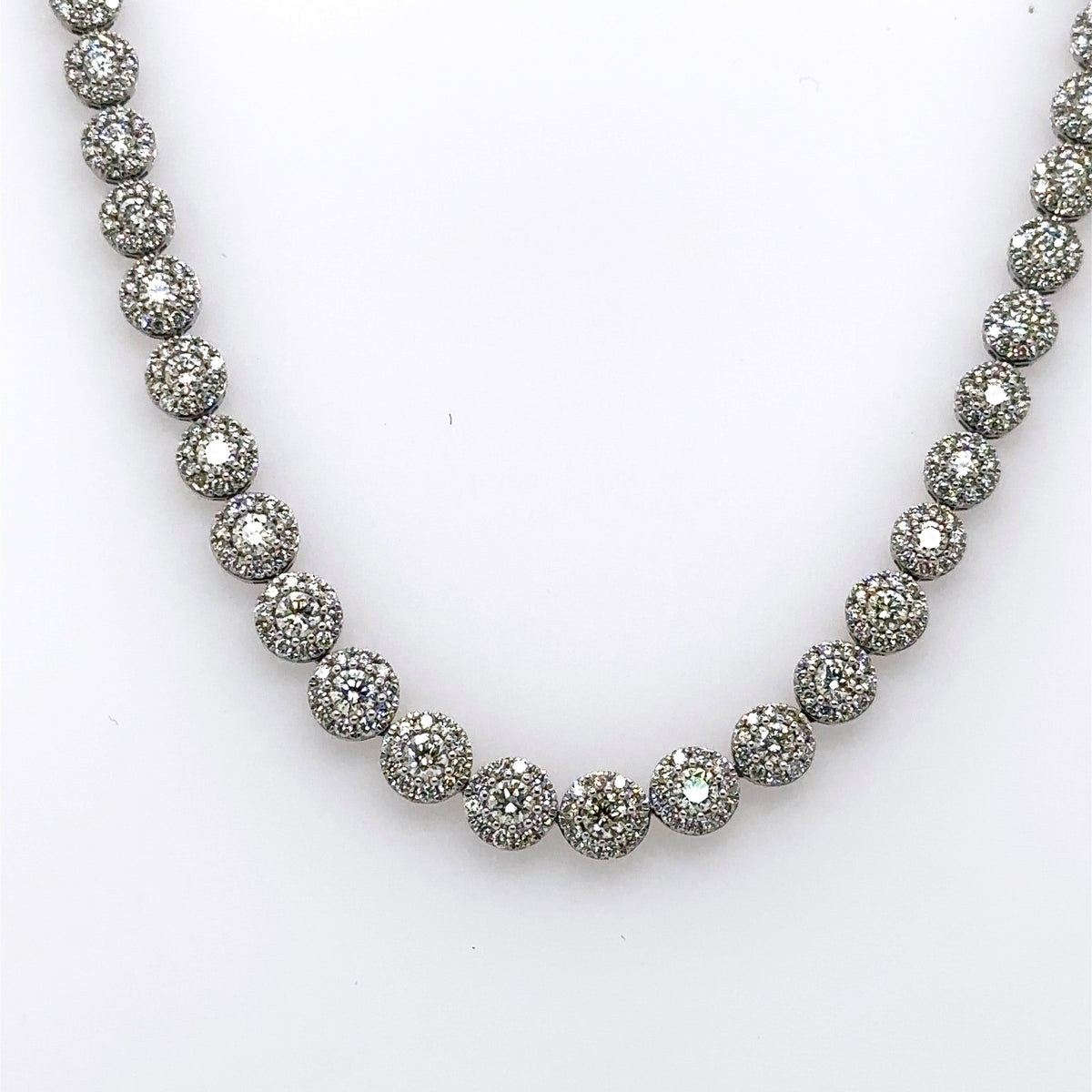 14k White Gold 7.50 CT Diamond Tennis Necklace, 21.4g, 16", S106771