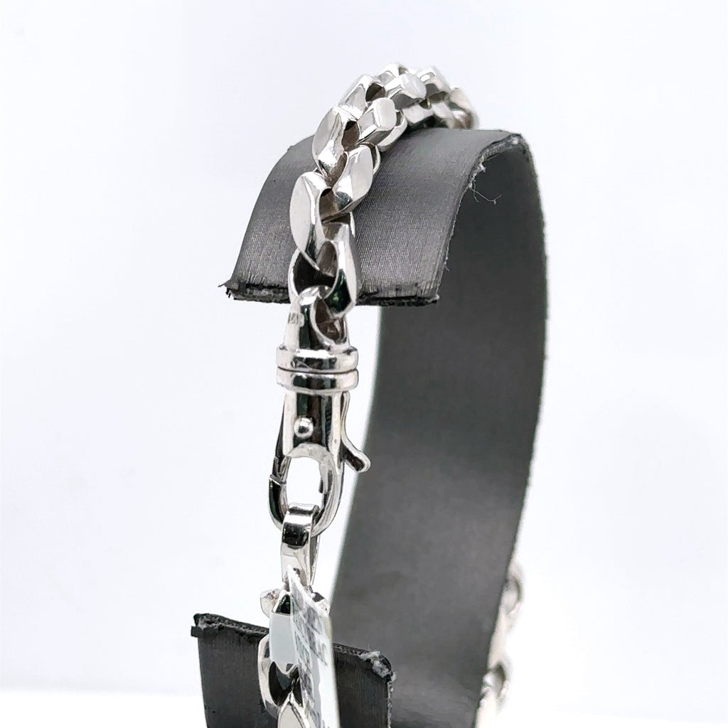 14k White Gold Fancy Men's Chain Bracelet, 35.9g, 8", S107551