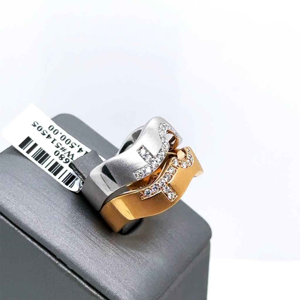 18k Two Tone Gold 0.50 CT Pride Diamond Rings Size 7 S102680
