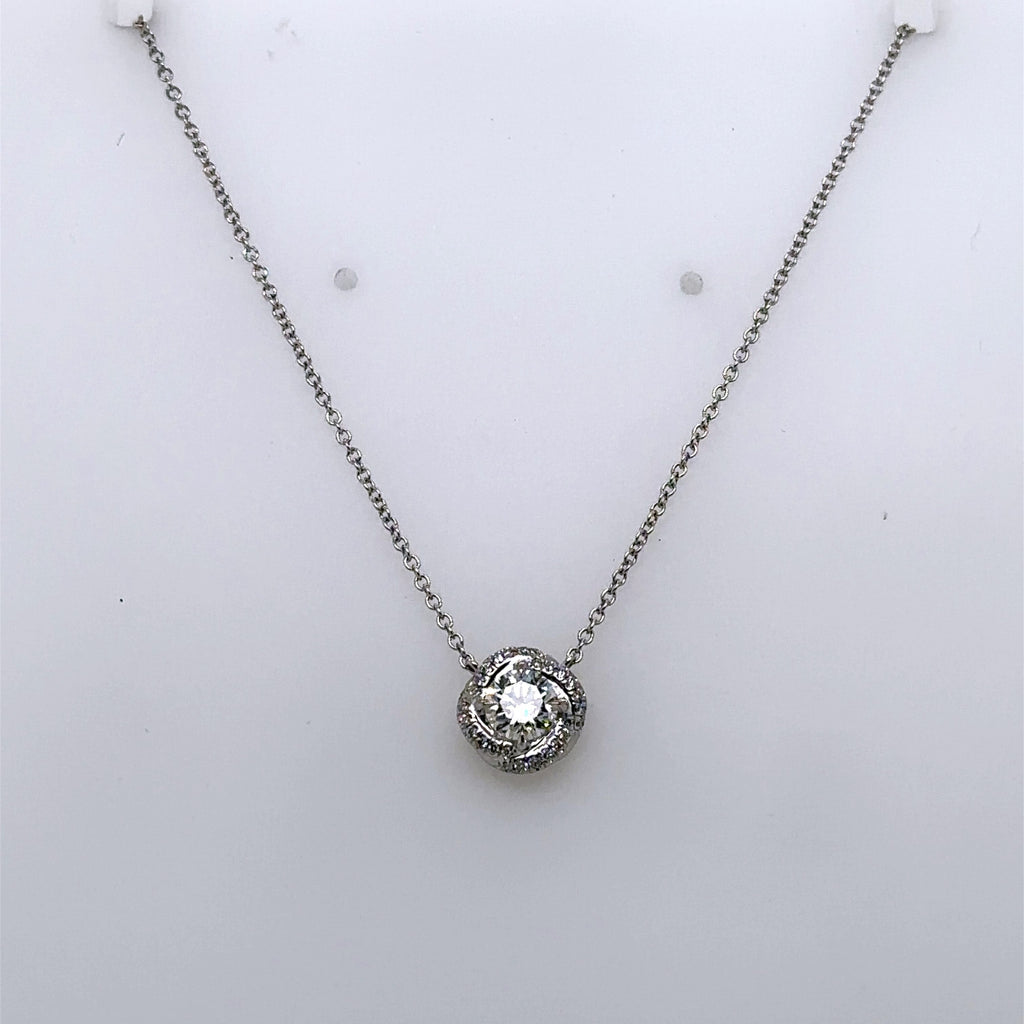 David Yurman 18k White Gold 0.75 Ct Diamond Pendant Necklace, 3.4gm, S107546