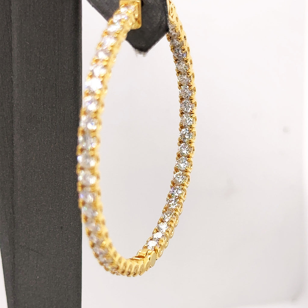 14k Yellow Gold 6.45CT Diamond Inside Out Hoop Earrings, 13.3gm, S107569