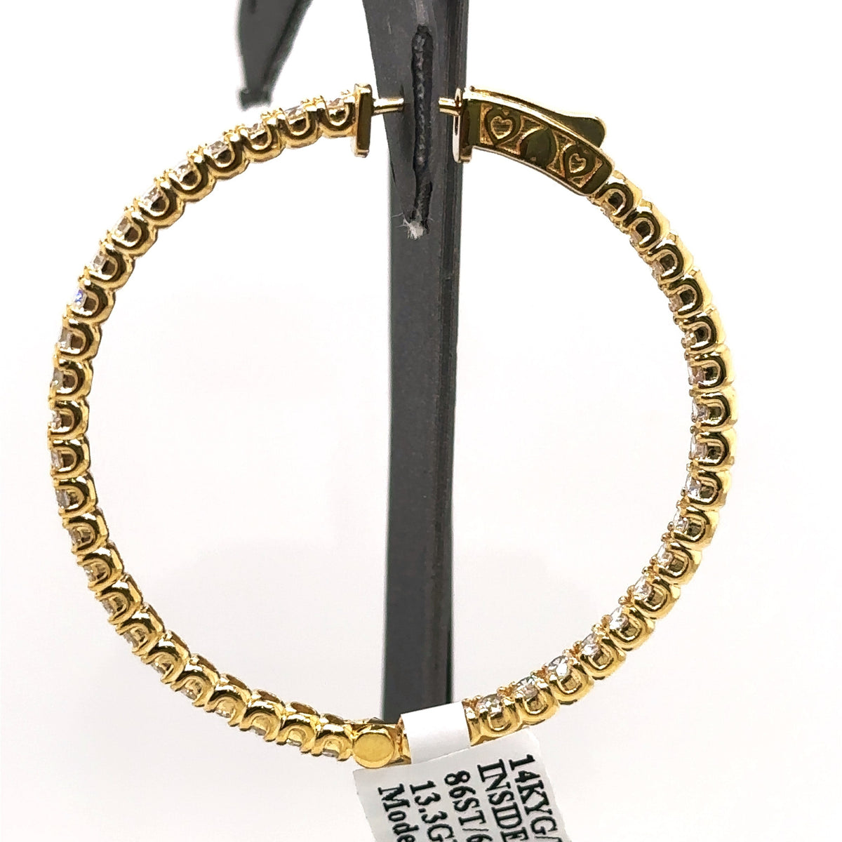 14k Yellow Gold 6.45CT Diamond Inside Out Hoop Earrings, 13.3gm, S107569