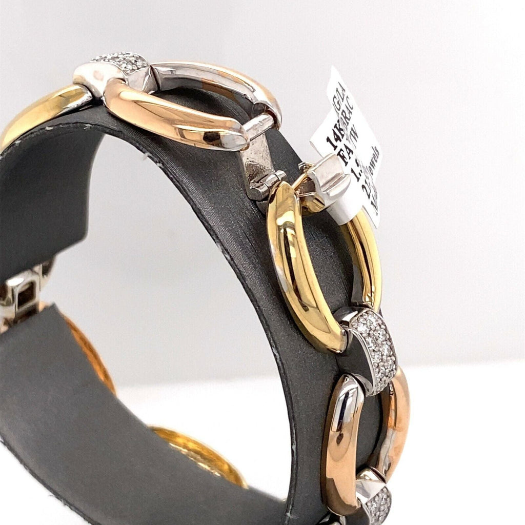 14k Tri Color Gold 1.50 CT Diamond Ladies Bracelet, 21.5g, 7", S13896