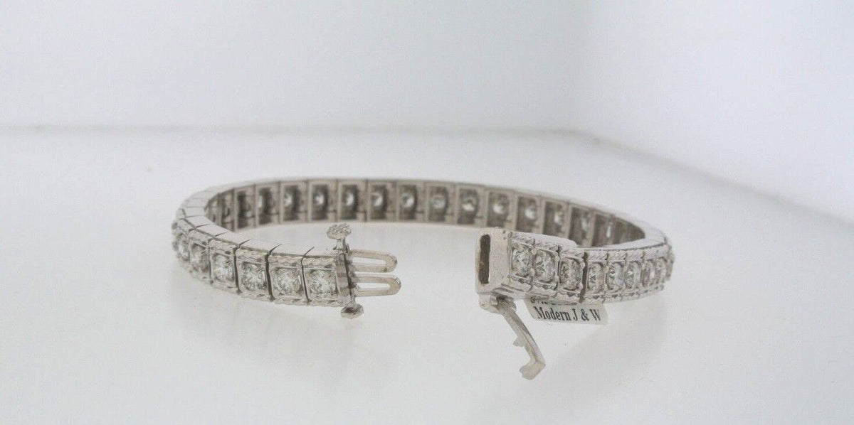 14k White Gold 9.00 CT Diamond Ladies Tennis Bracelet, 37.5gm, 7", S103963