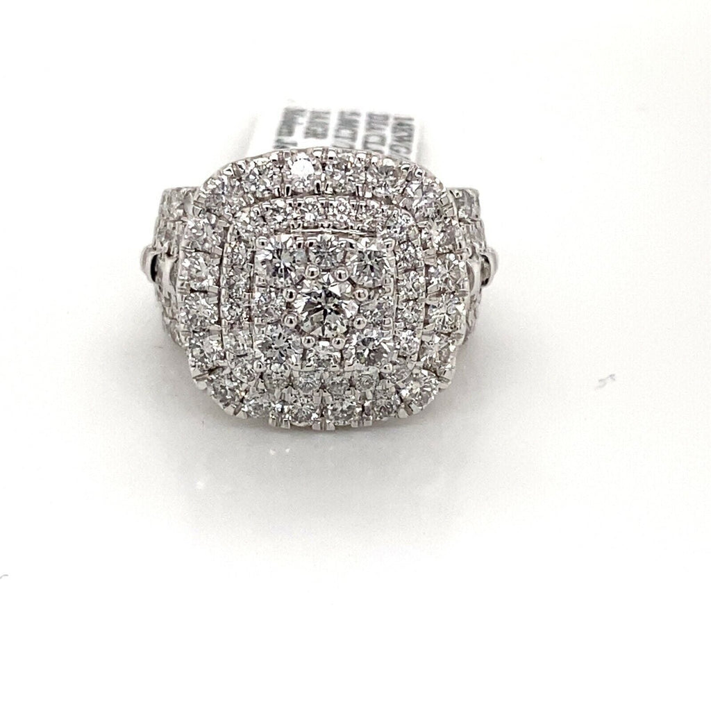 14k White Gold 5.00 CT Diamond Cluster Ladies Ring, 14g, Size 7, S14685