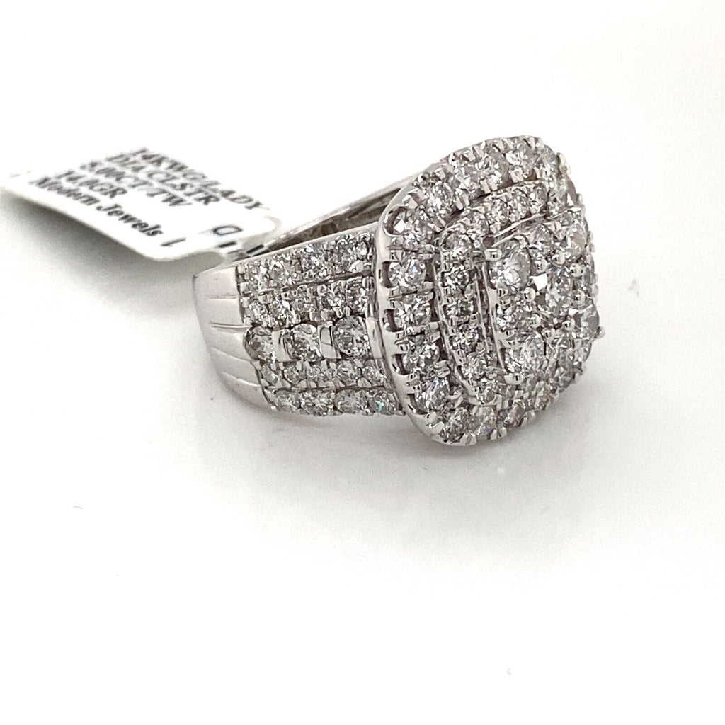 14k White Gold 5.00 CT Diamond Cluster Ladies Ring, 14g, Size 7, S14685