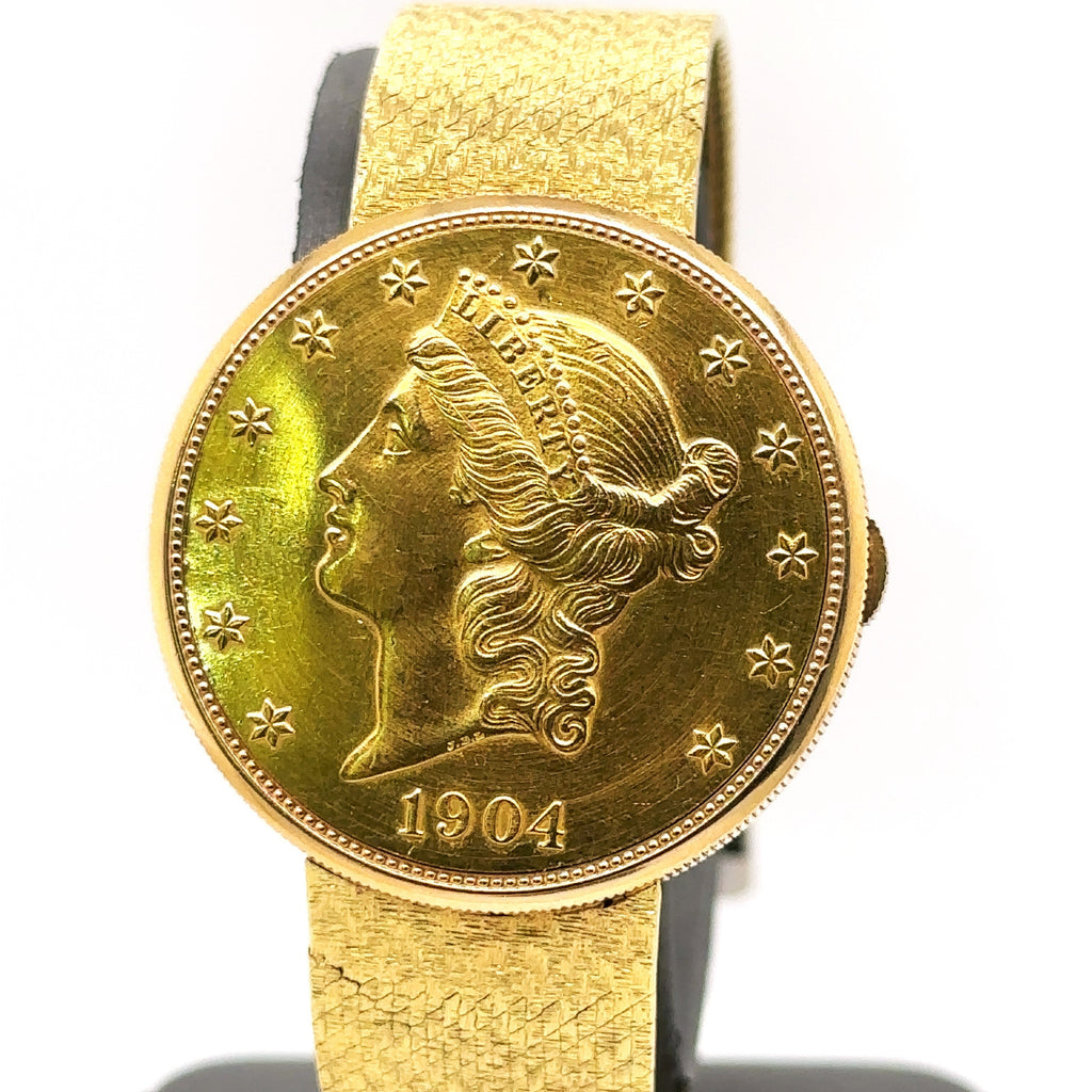 Rare Collectable Corum 1904 US $20 Gold Liberty Coin Watch 18K, 80.7G, S107575