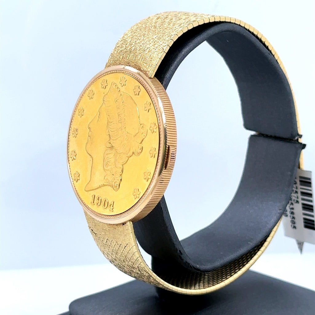 Rare Collectable Corum 1904 US $20 Gold Liberty Coin Watch 18K, 80.7G, S107575