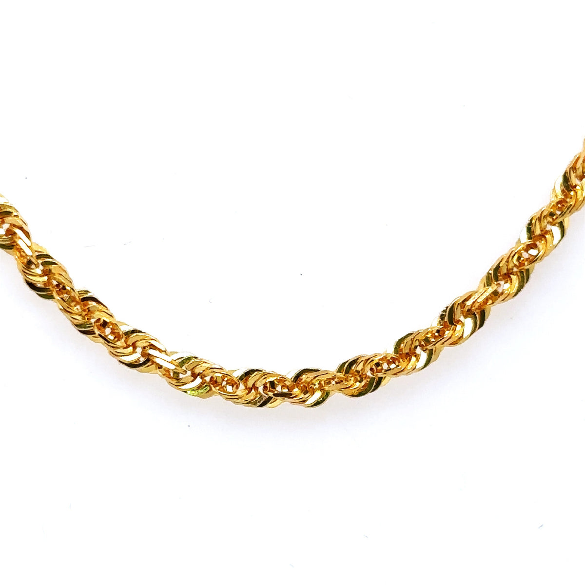 22k Yellow Gold 3mm Rope Chain Necklace, 17.3gm, 18", ir111