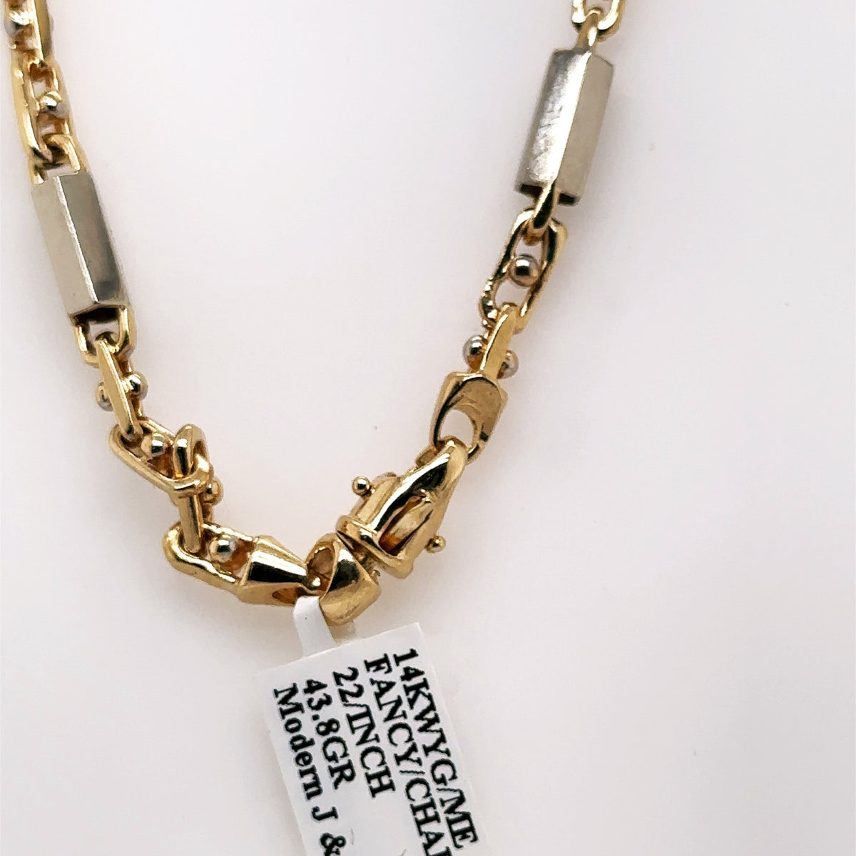 14k Two Tone Gold Fancy Men's Chain Necklace, 43.8g, 22, S107604