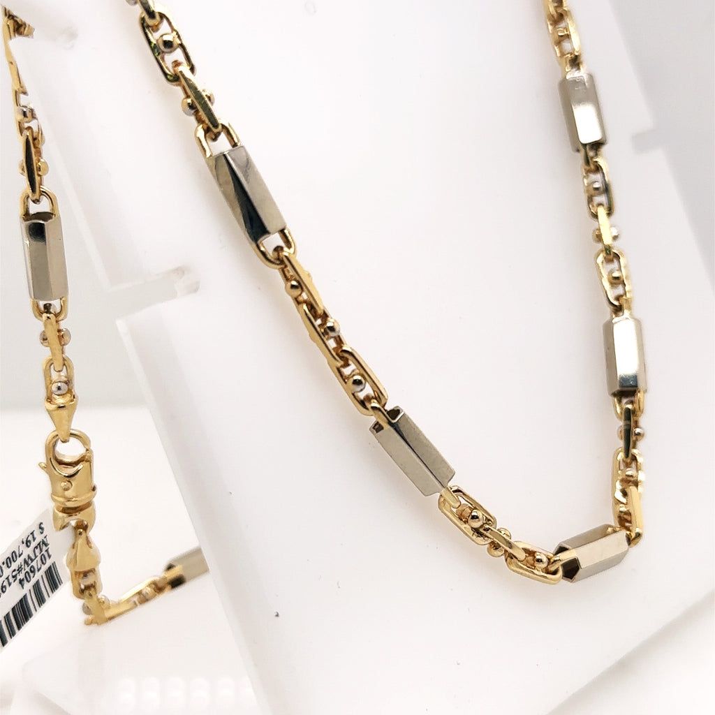 14k Two Tone Gold Fancy Men's Chain Necklace, 43.8g, 22, S107604