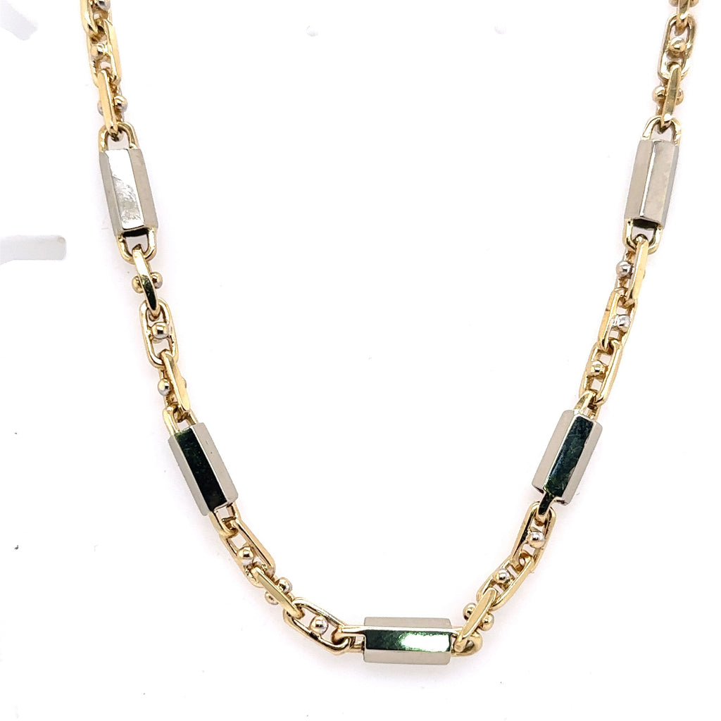 14k Two Tone Gold Fancy Men's Chain Necklace, 43.8g, 22, S107604